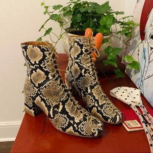 BY FAR Snakeskin Lace Up Boots 🐍